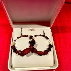 Earrings - Wooden beaded loops with a shepherd hook